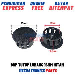 Dop Tutup Lubang 16mm Hitam Plastik