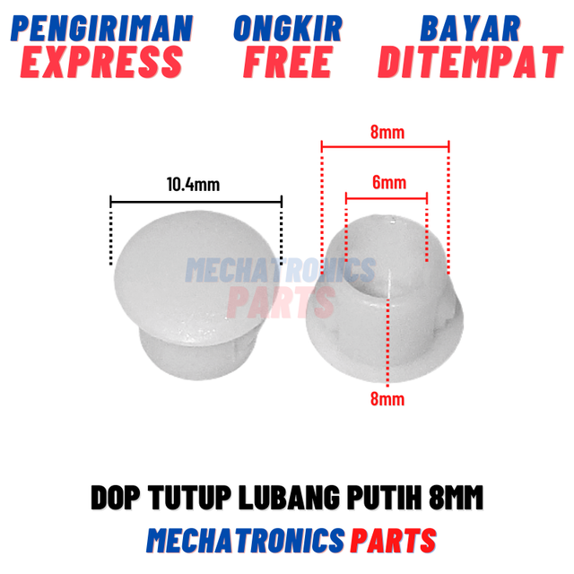 Dop Tutup Lubang 08mm Putih