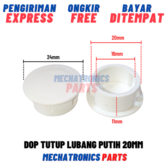 Dop Tutup Lubang 20mm Putih
